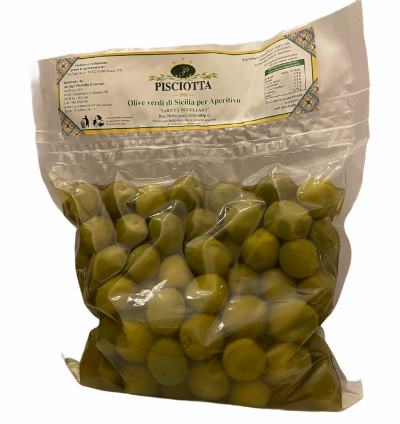 Olive Verdi aperitivo Sicilia varietà: Nocellara del Belice busta da 1kg. Spedizione gratuita.